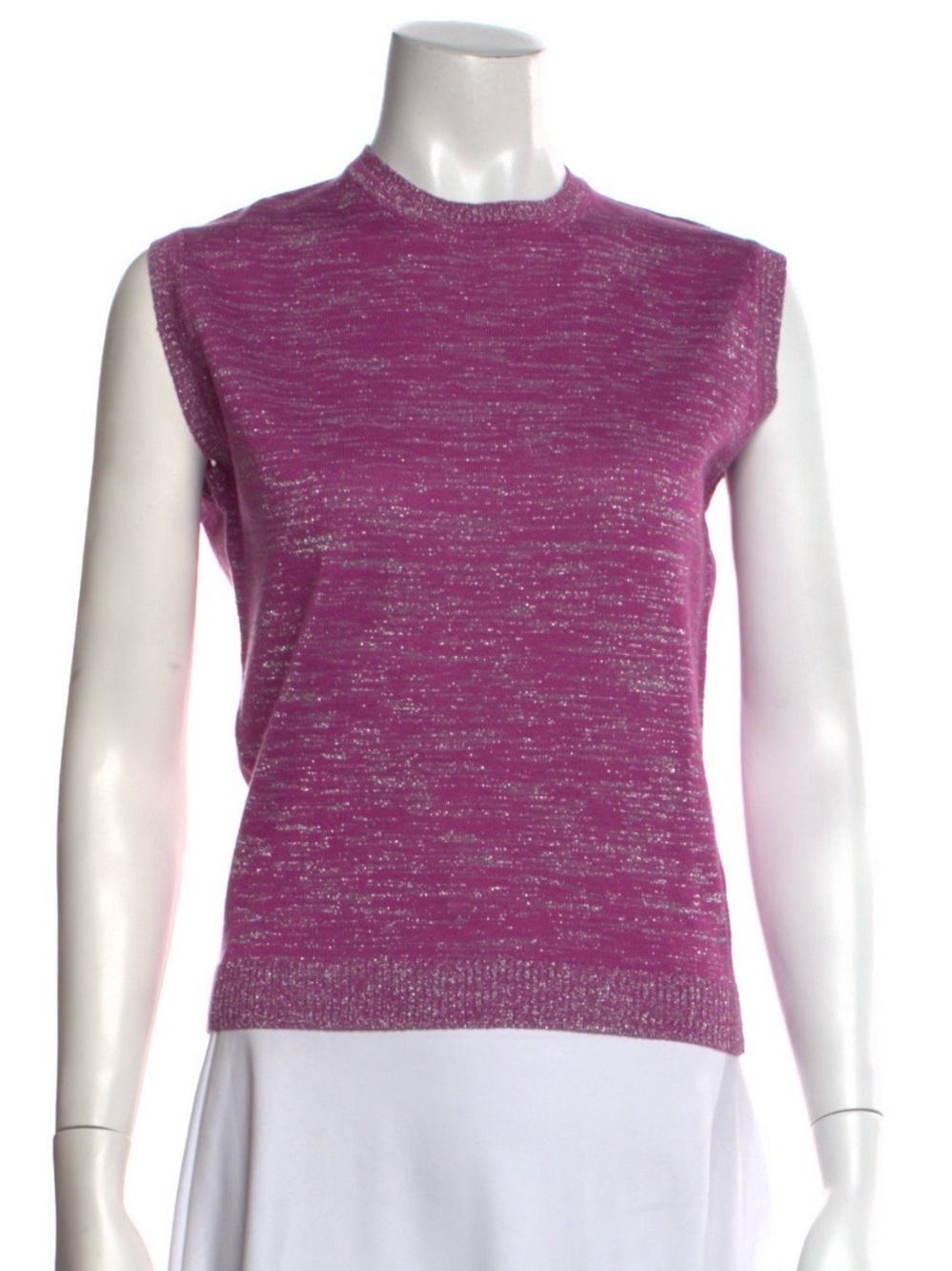 Julia Amory Tippi Top Purple Pink Metallic Lurex Sleeveless Sweater Size Large